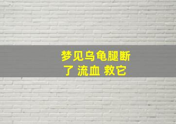 梦见乌龟腿断了 流血 救它